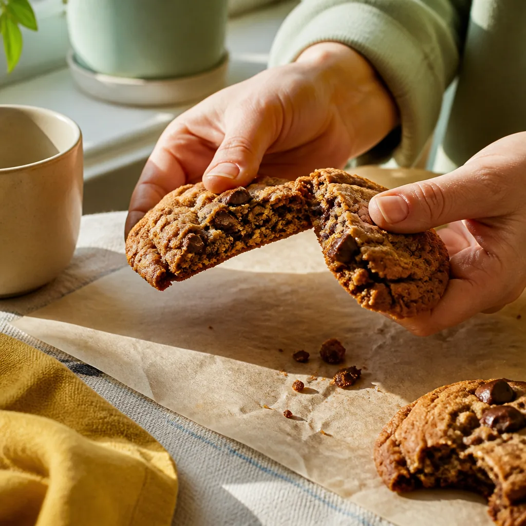 Cookies aux pépites de chocolat et praliné sur une assiette