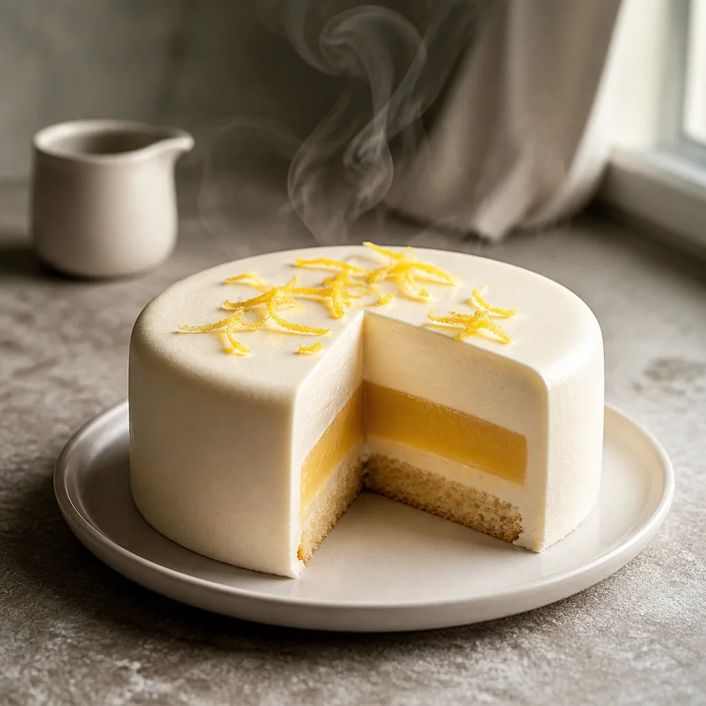 Entremets à la crème de mascarpone garni de lemon curd
